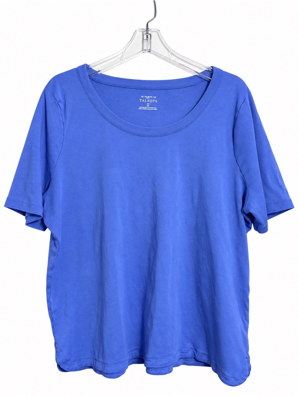Talbots The Talbots Tee Plus 3X Blue Pima Cotton Scoop Neck Short Sleeve Top